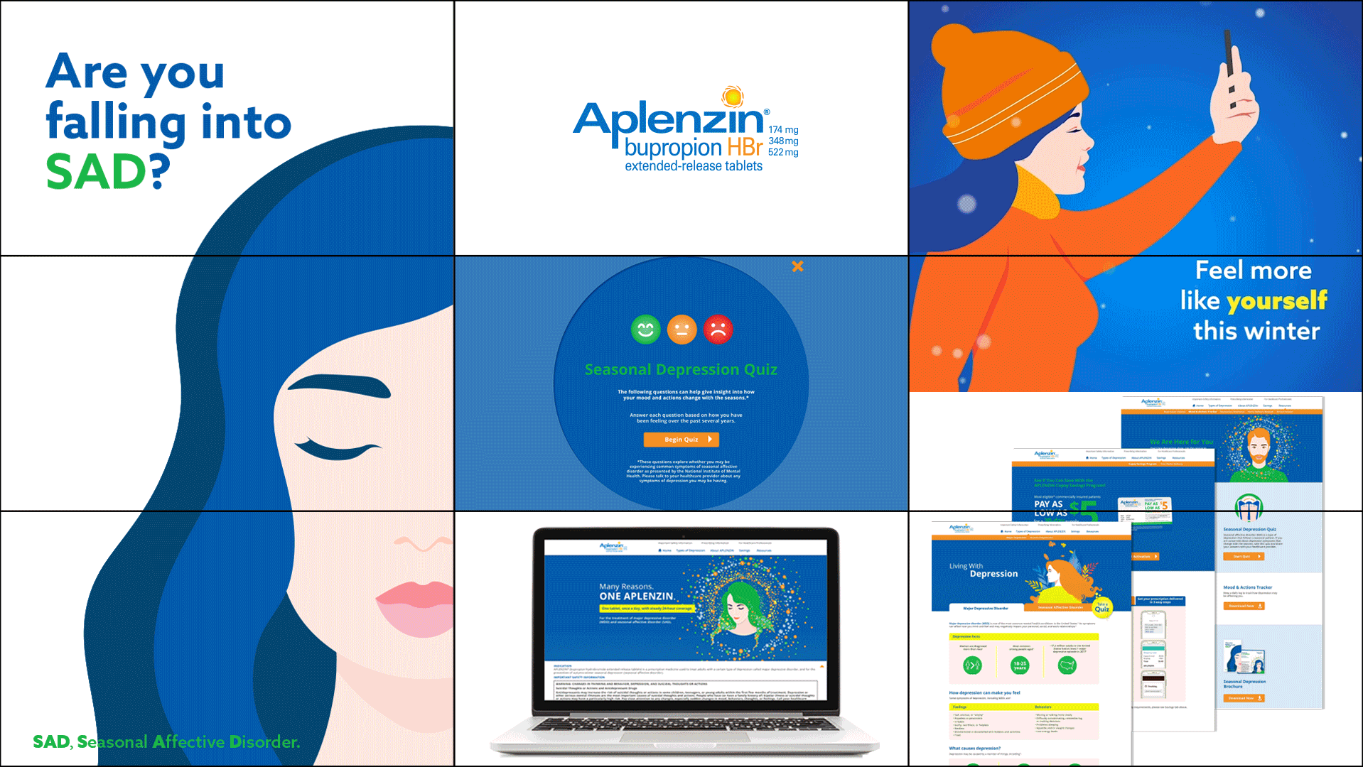 Mosaic style animation of various brands and projects